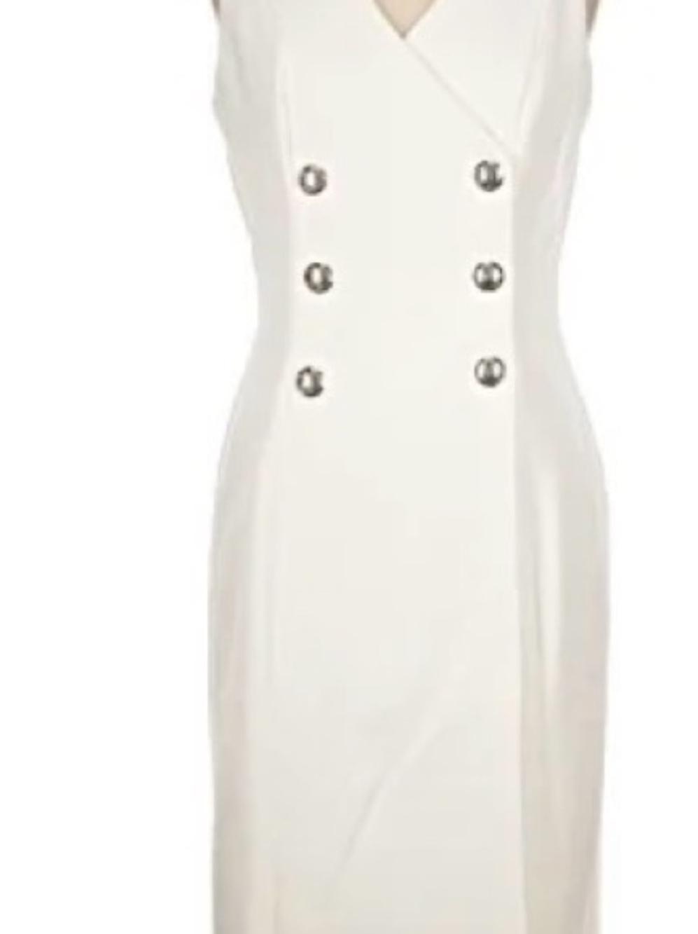 White House Black Market Sleeveless White Double-Breasted Blazer Sheath Dress